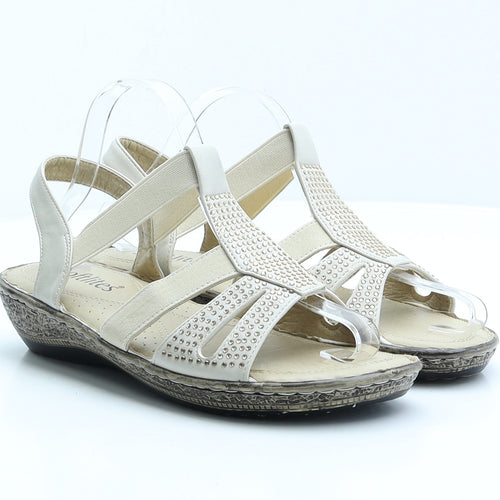 Softlites Womens Beige Spotted Synthetic Strappy Sandal UK 9