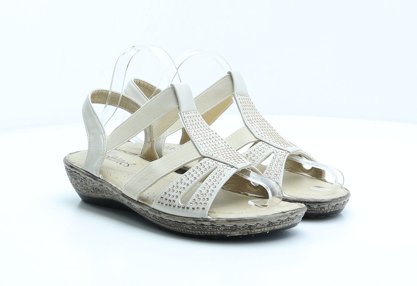 Softlites Womens Beige Spotted Synthetic Strappy Sandal UK 9