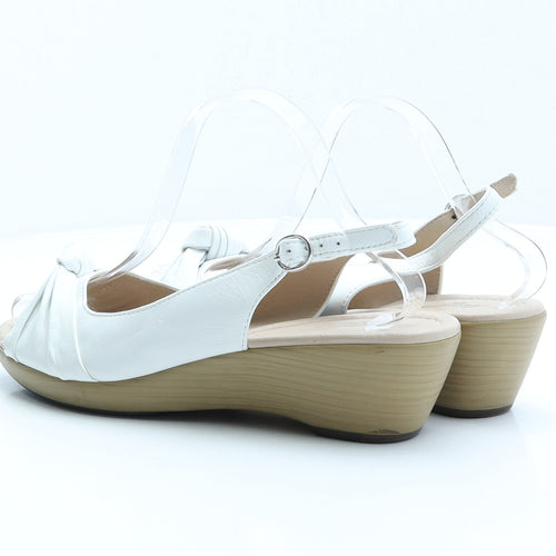 FootGlove Womens White Leather Slingback Heel UK 7