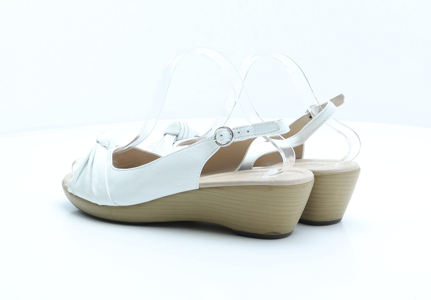 FootGlove Womens White Leather Slingback Heel UK 7