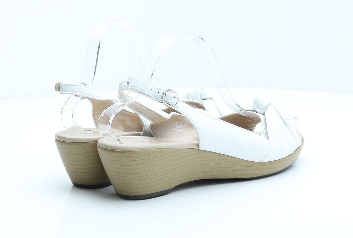 FootGlove Womens White Leather Slingback Heel UK 7