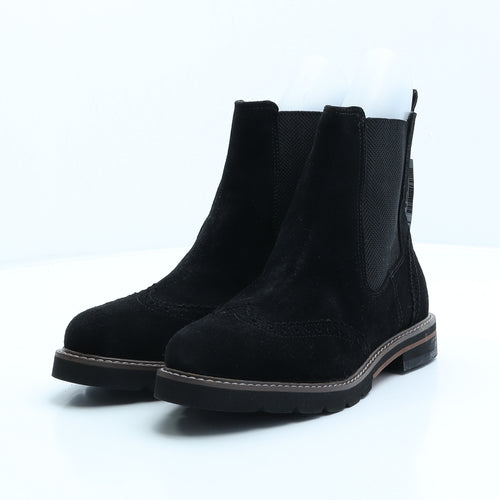 NEXT Womens Black Leather Chelsea Boot UK 5 38 - Broque Style