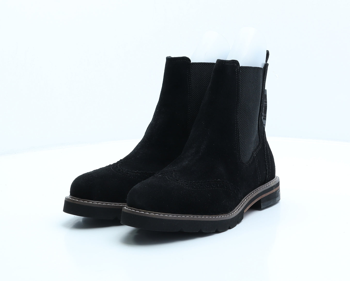 NEXT Womens Black Leather Chelsea Boot UK 5 38 - Broque Style