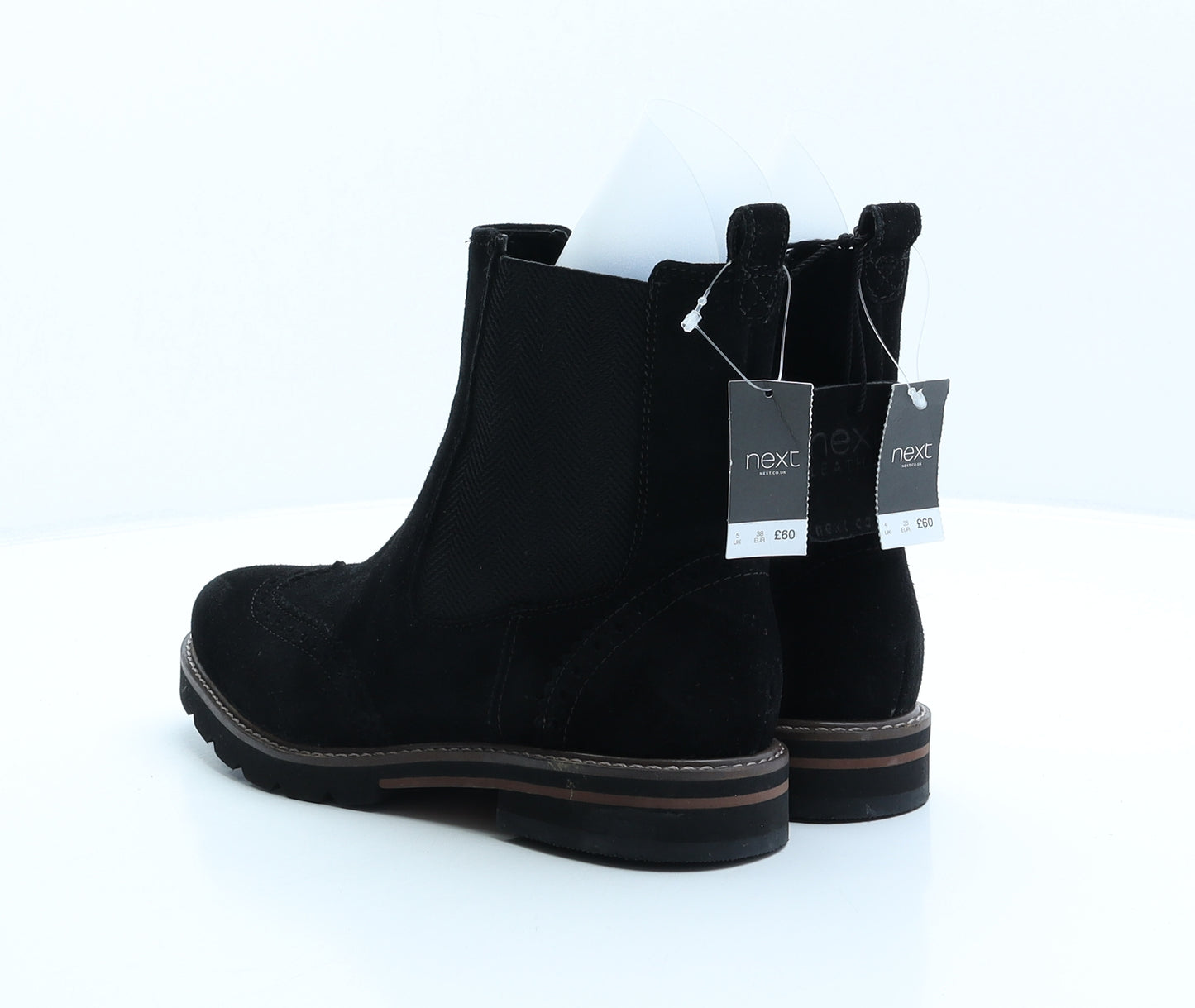 NEXT Womens Black Leather Chelsea Boot UK 5 38 - Broque Style