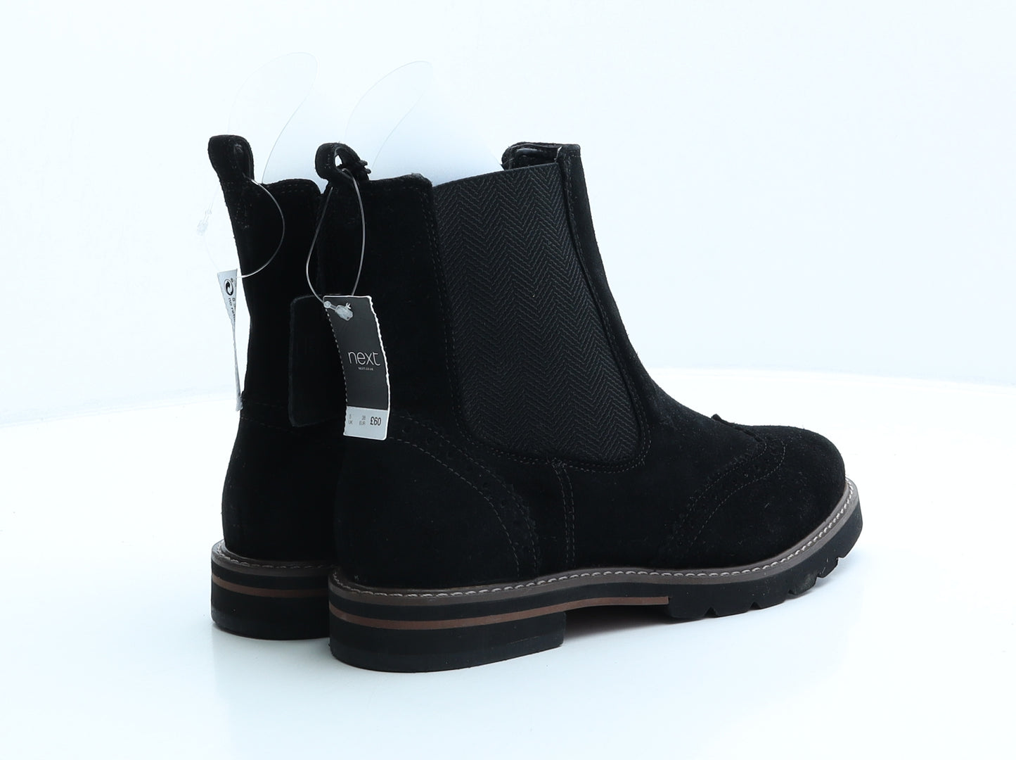 NEXT Womens Black Leather Chelsea Boot UK 5 38 - Broque Style