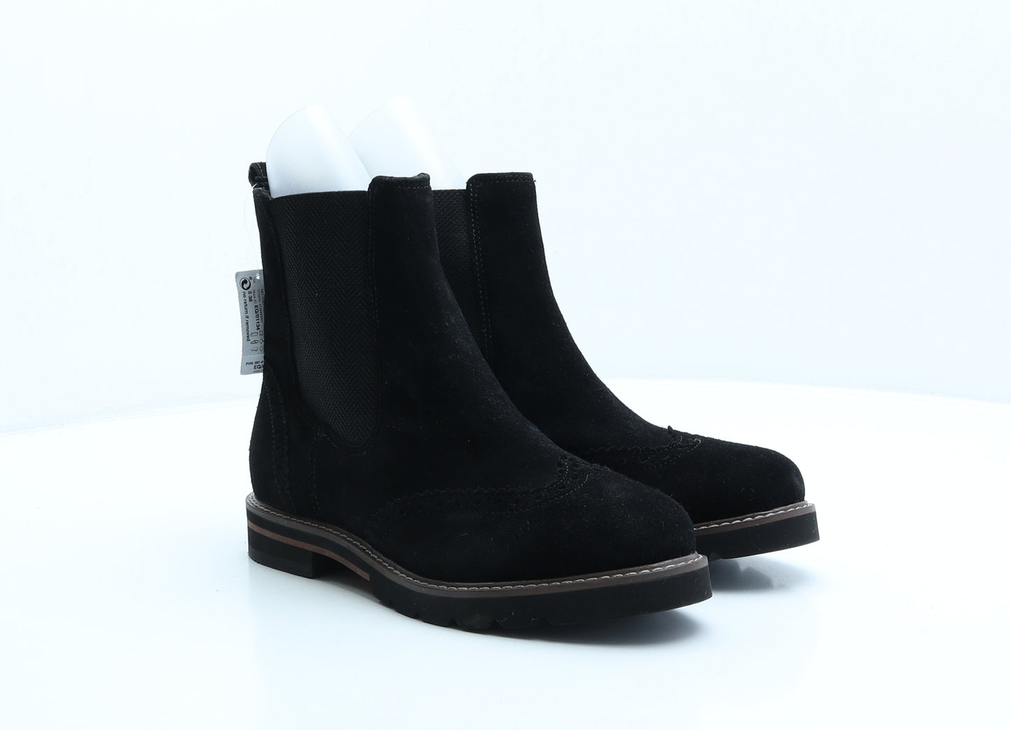 NEXT Womens Black Leather Chelsea Boot UK 5 38 - Broque Style