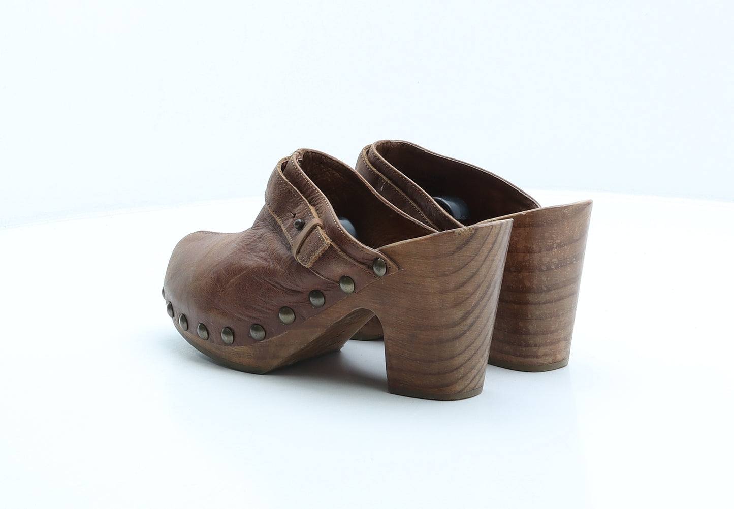 Topshop Womens Brown Leather Mule Heel UK 5.5 39