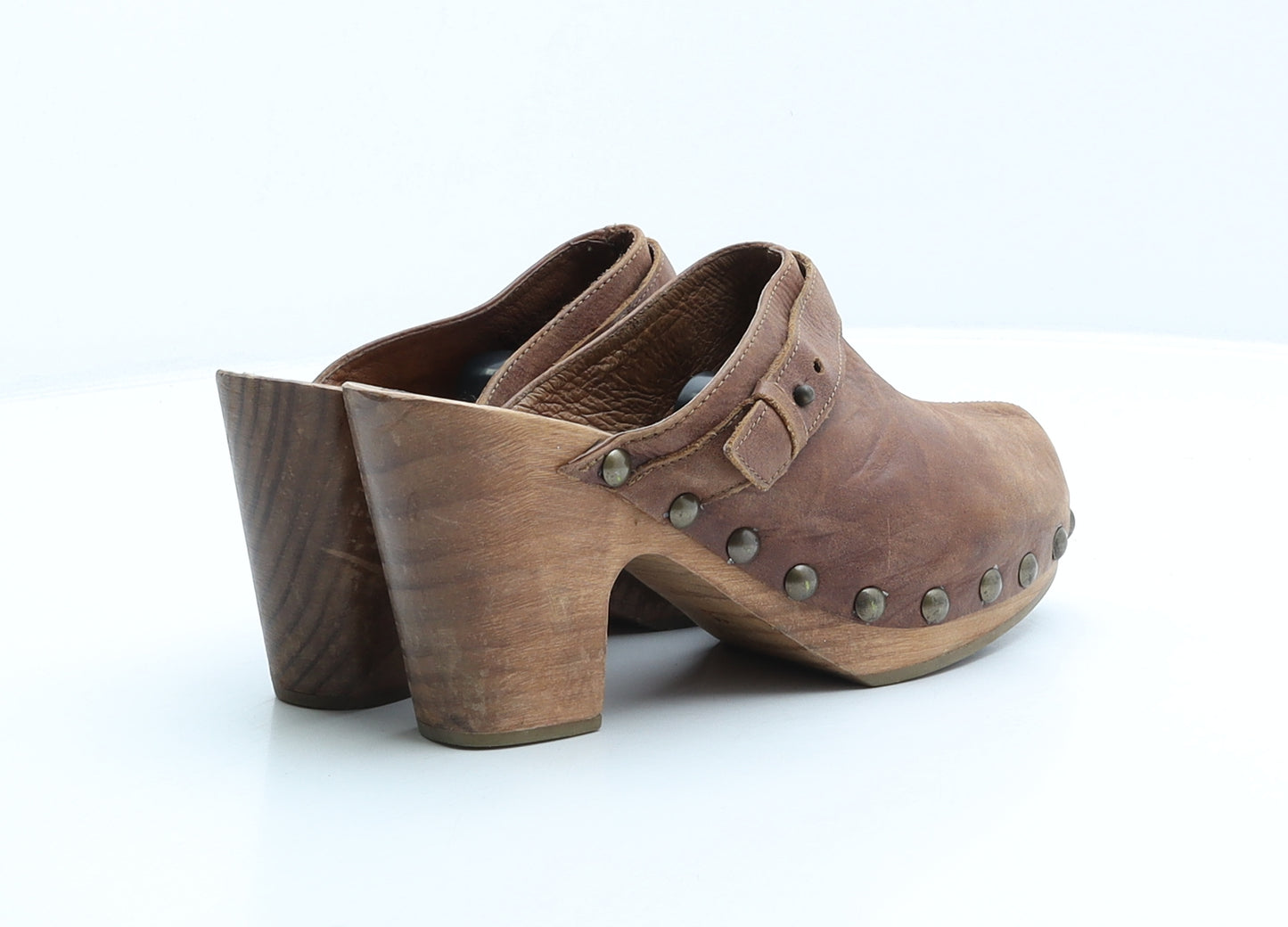 Topshop Womens Brown Leather Mule Heel UK 5.5 39