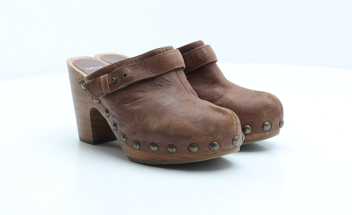 Topshop Womens Brown Leather Mule Heel UK 5.5 39