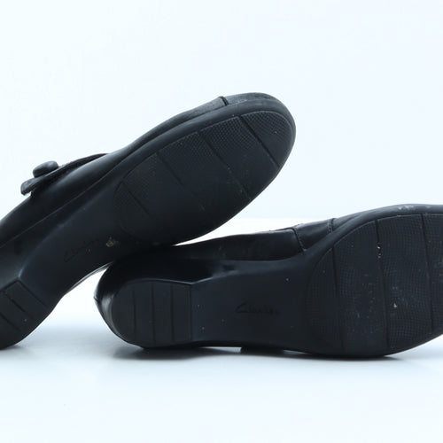 Clarks Womens Black Leather Slip On Casual UK 7