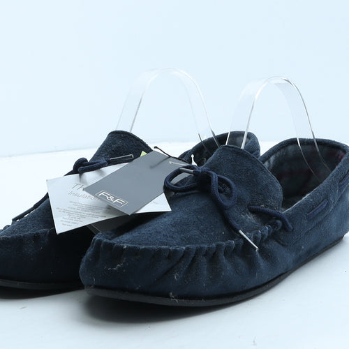 F&F Mens Blue Suede Loafer Slipper UK 8 42 - House Slippers