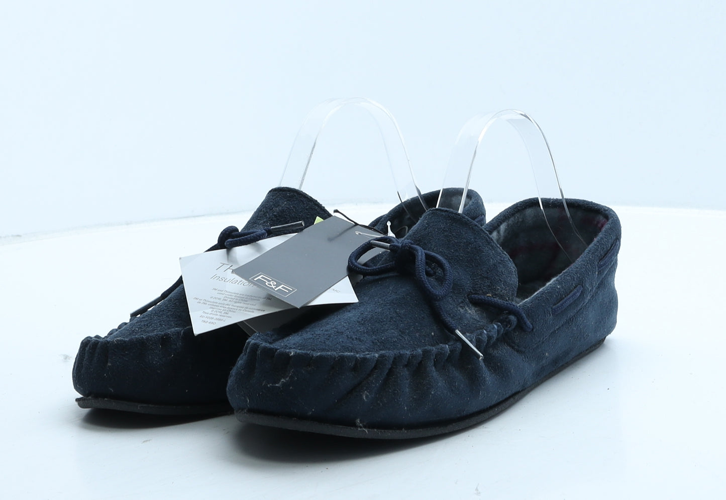 F&F Mens Blue Suede Loafer Slipper UK 8 42 - House Slippers