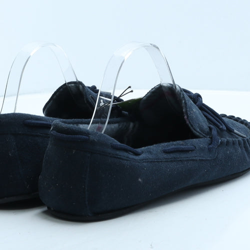 F&F Mens Blue Suede Loafer Slipper UK 8 42 - House Slippers