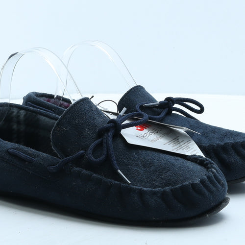 F&F Mens Blue Suede Loafer Slipper UK 8 42 - House Slippers