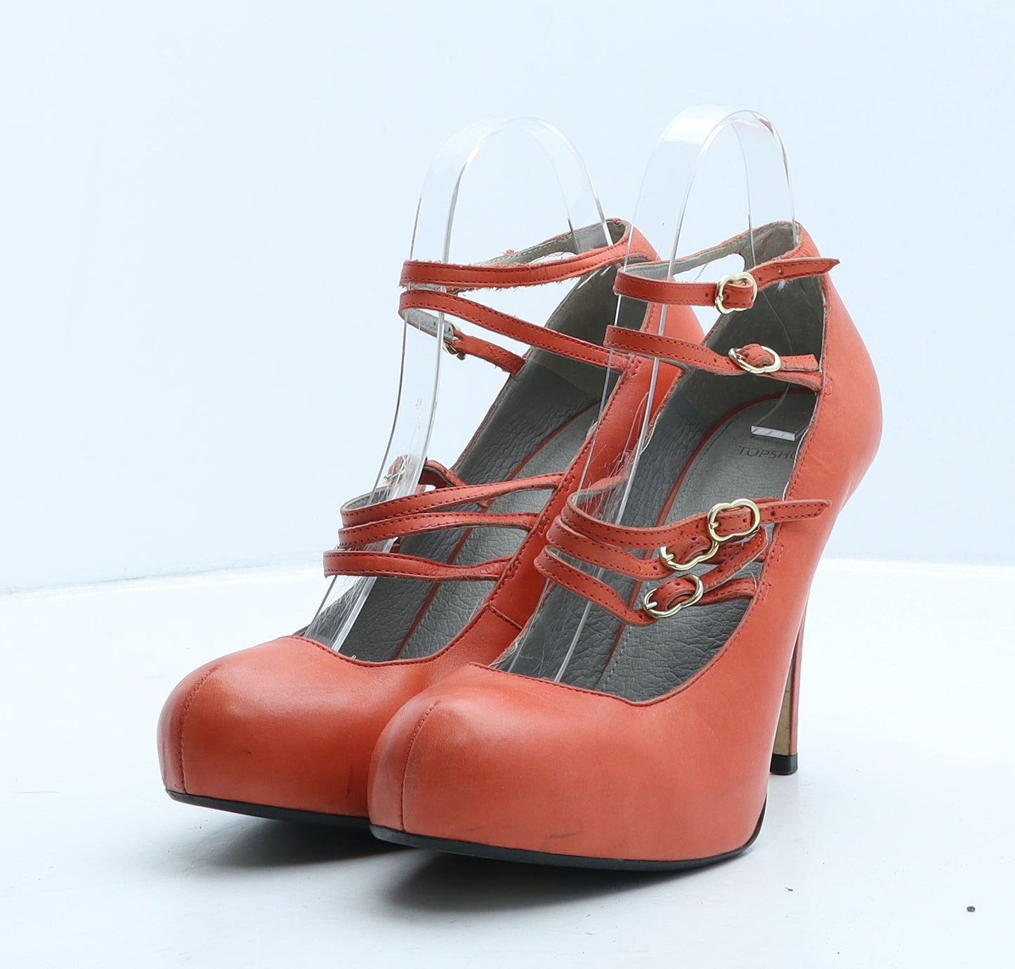 Topshop Womens Orange Leather Strappy Heel UK 6 39