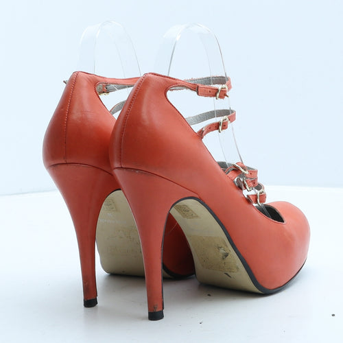 Topshop Womens Orange Leather Strappy Heel UK 6 39
