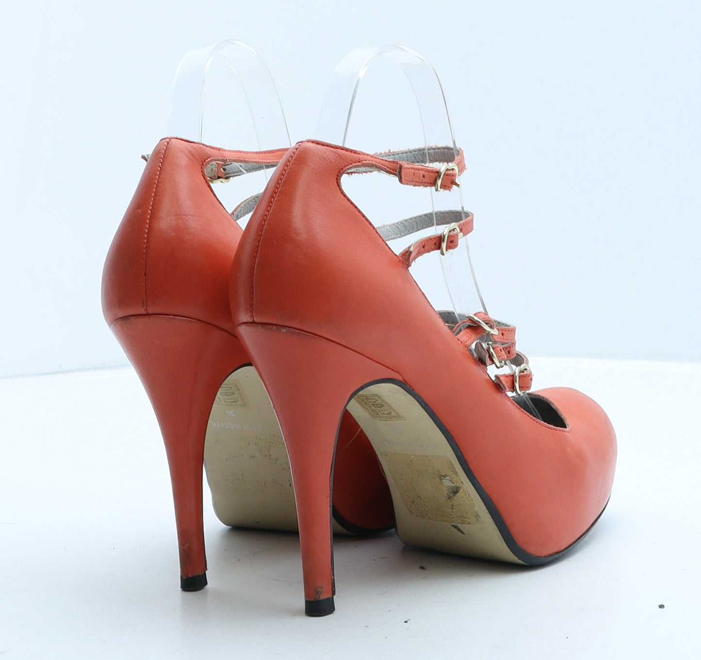 Topshop Womens Orange Leather Strappy Heel UK 6 39
