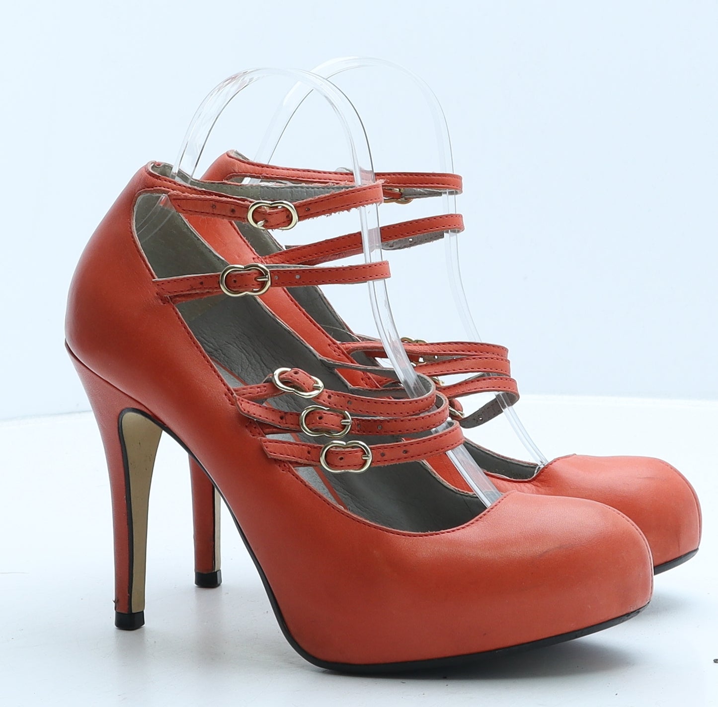 Topshop Womens Orange Leather Strappy Heel UK 6 39