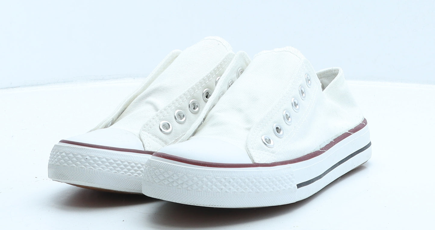 Fashion Womens White Fabric Trainer UK 4 37