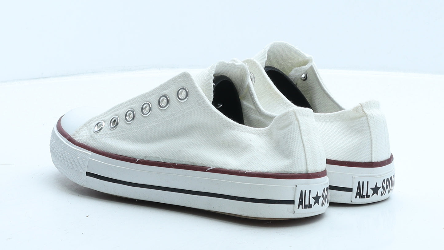 Fashion Womens White Fabric Trainer UK 4 37