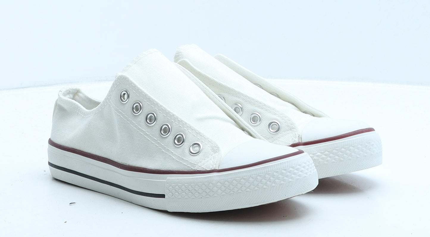 Fashion Womens White Fabric Trainer UK 4 37