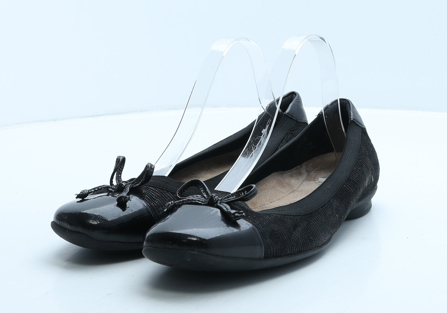 Clarks Womens Black Geometric Synthetic Ballet Flat UK 7 41