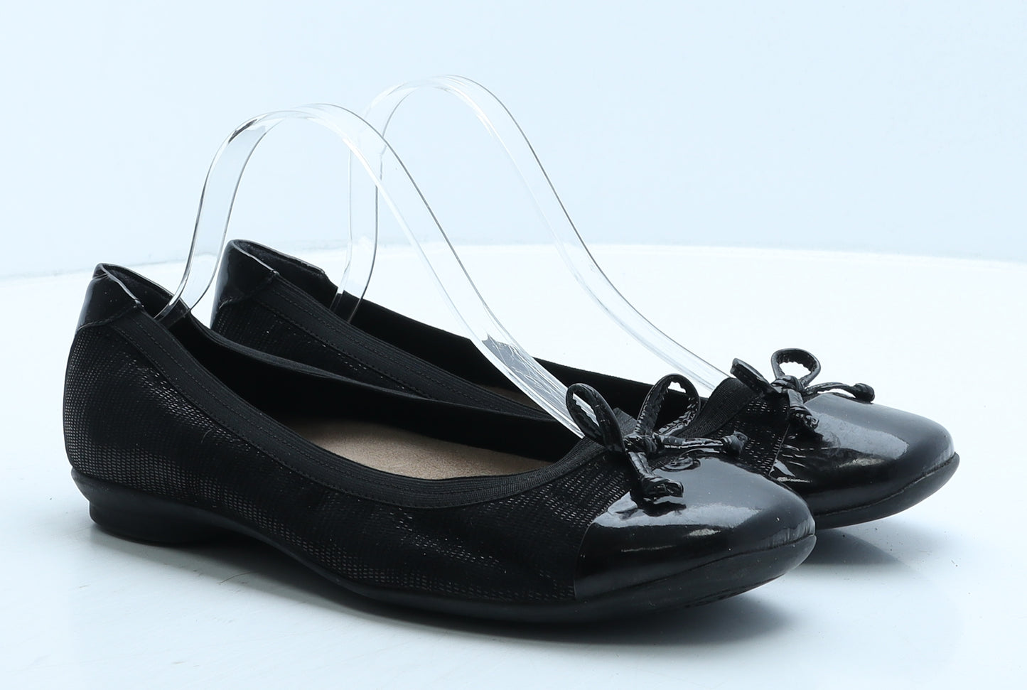 Clarks Womens Black Geometric Synthetic Ballet Flat UK 7 41