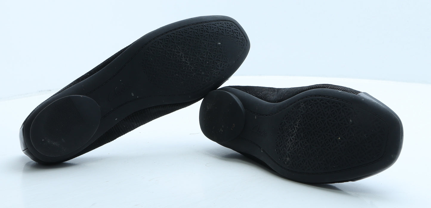Clarks Womens Black Geometric Synthetic Ballet Flat UK 7 41