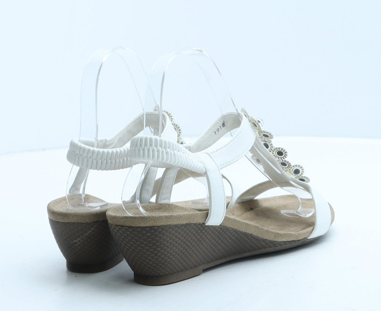 Lilley Womens White Leather Slingback Heel UK 5 - Flowers