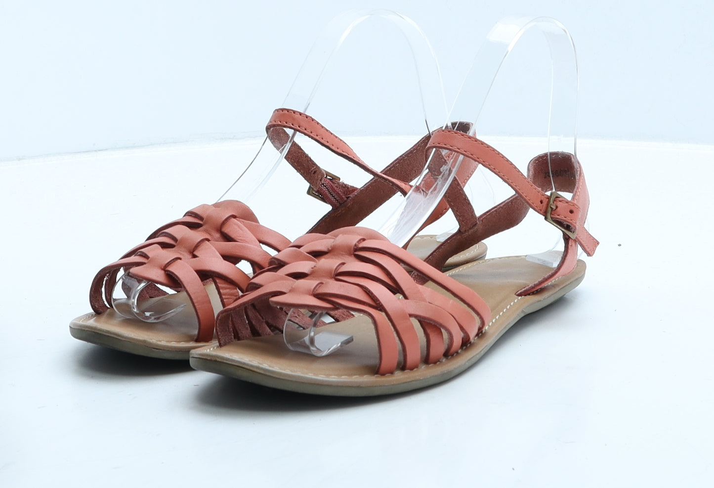 Profile Womens Orange Leather Strappy Sandal UK 5