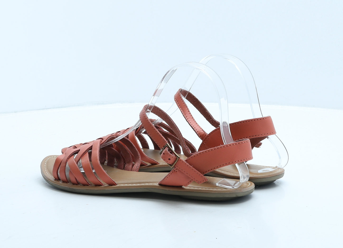 Profile Womens Orange Leather Strappy Sandal UK 5