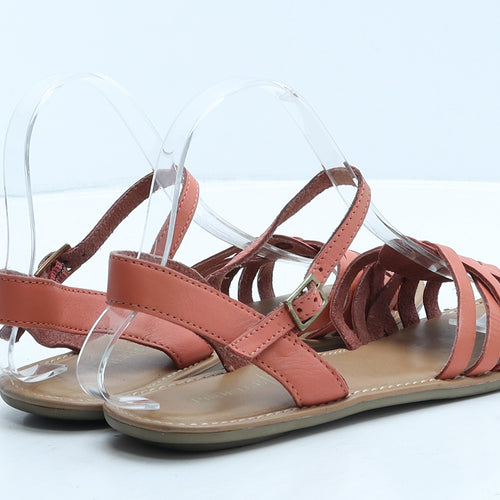 Profile Womens Orange Leather Strappy Sandal UK 5