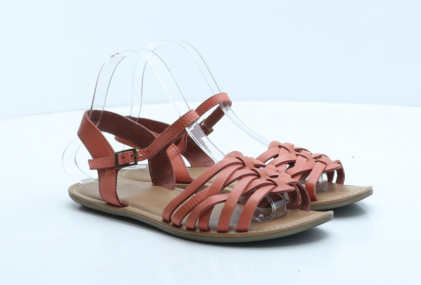 Profile Womens Orange Leather Strappy Sandal UK 5