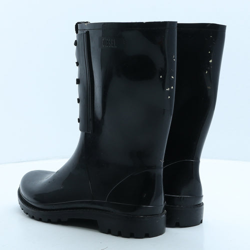 Diesel Womens Black Rubber Wellies Boot UK 7 40
