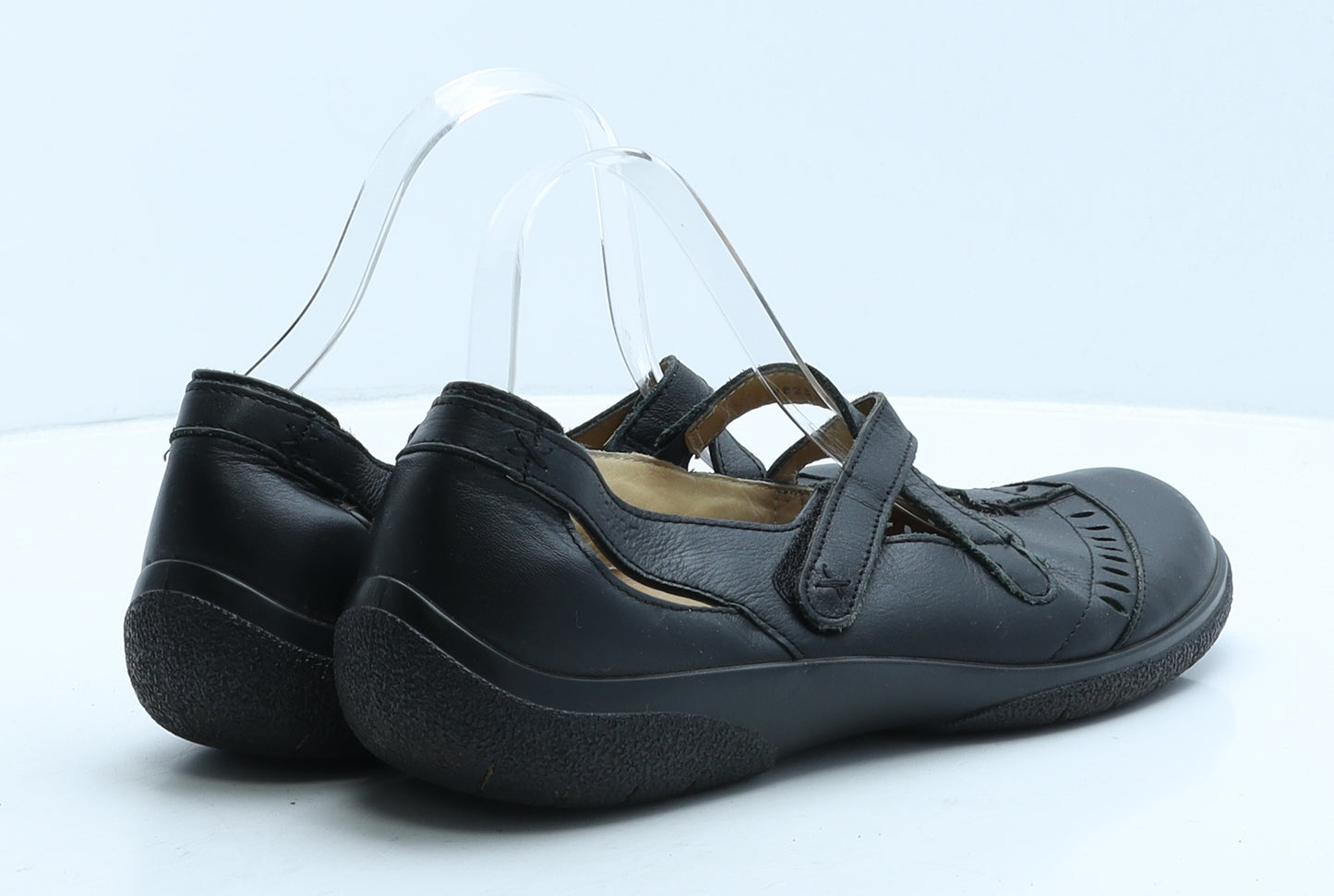 Hotter Womens Black Leather Strappy Casual UK 6