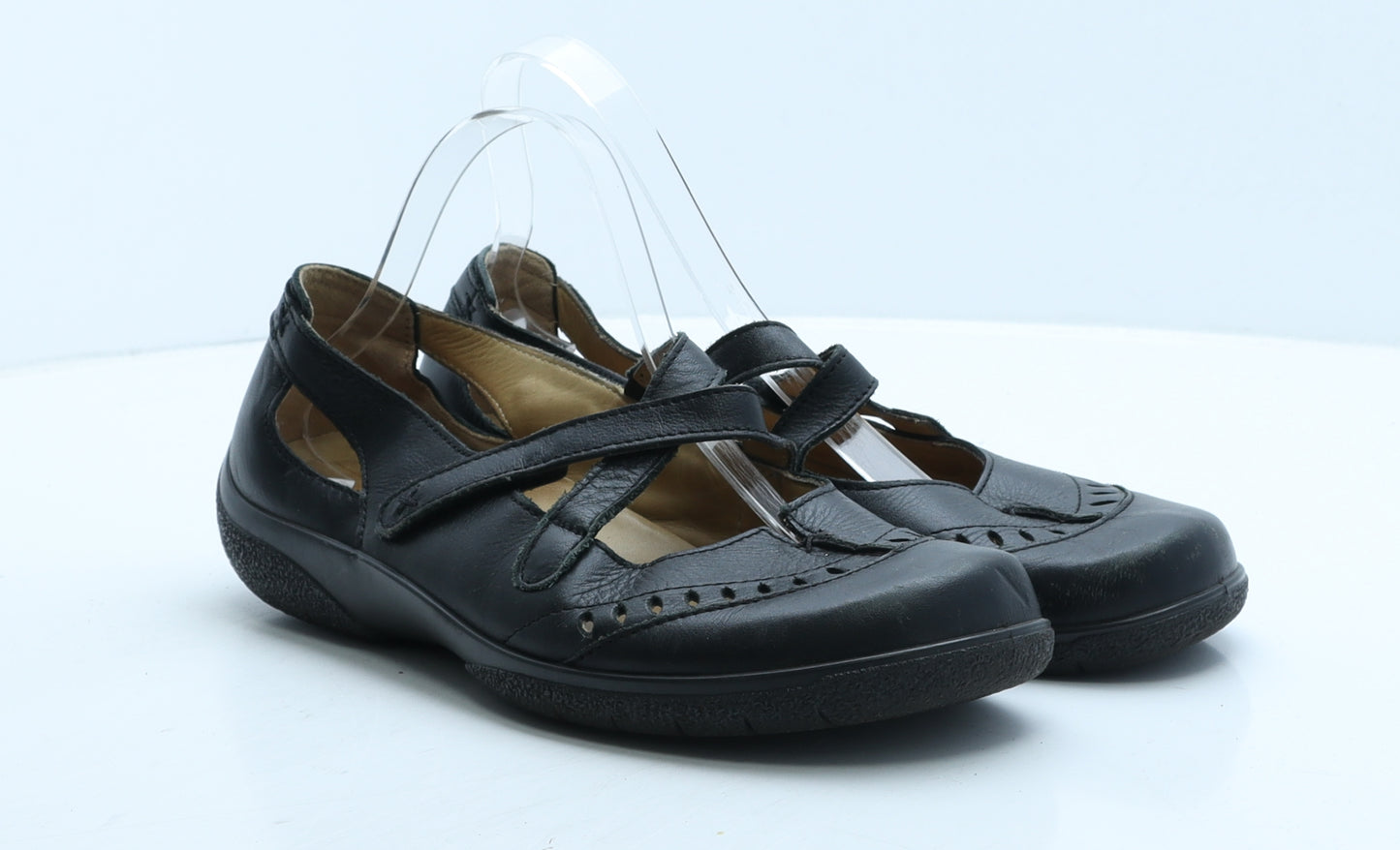 Hotter Womens Black Leather Strappy Casual UK 6