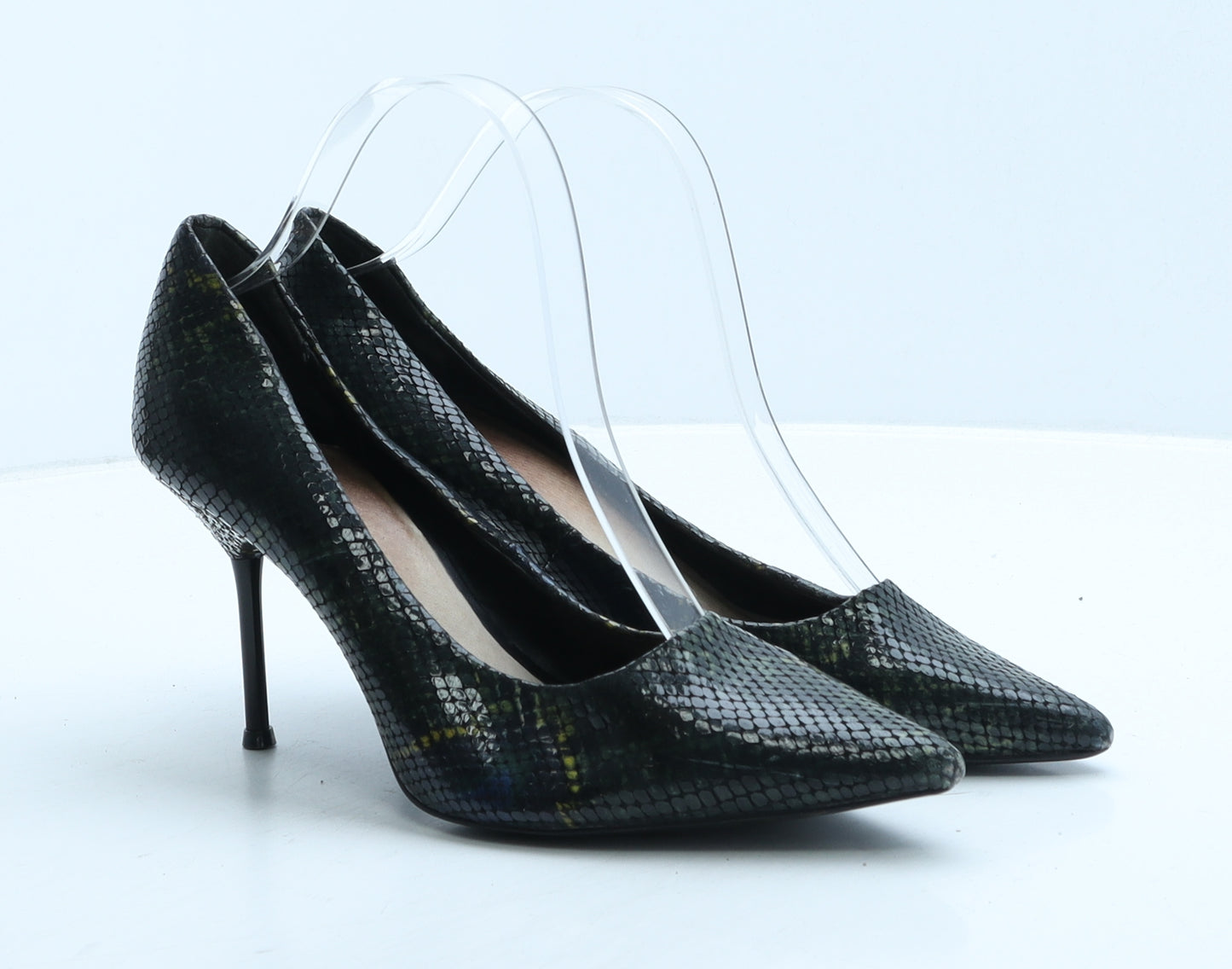 Faith Womens Green Animal Print Synthetic Court Heel UK 6 39 - Snake Pattern