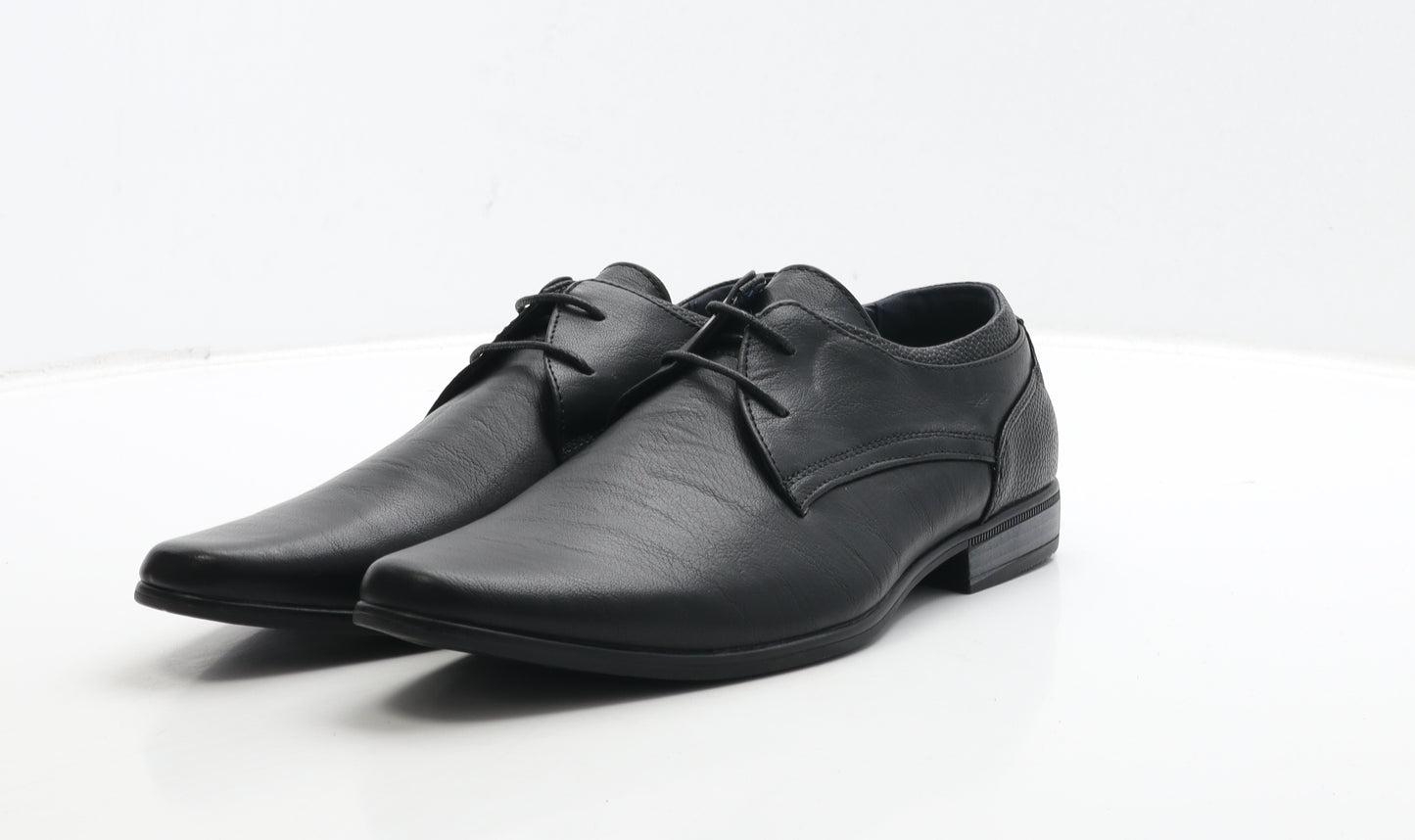 River Island Mens Black Leather Oxford Dress UK 8 42