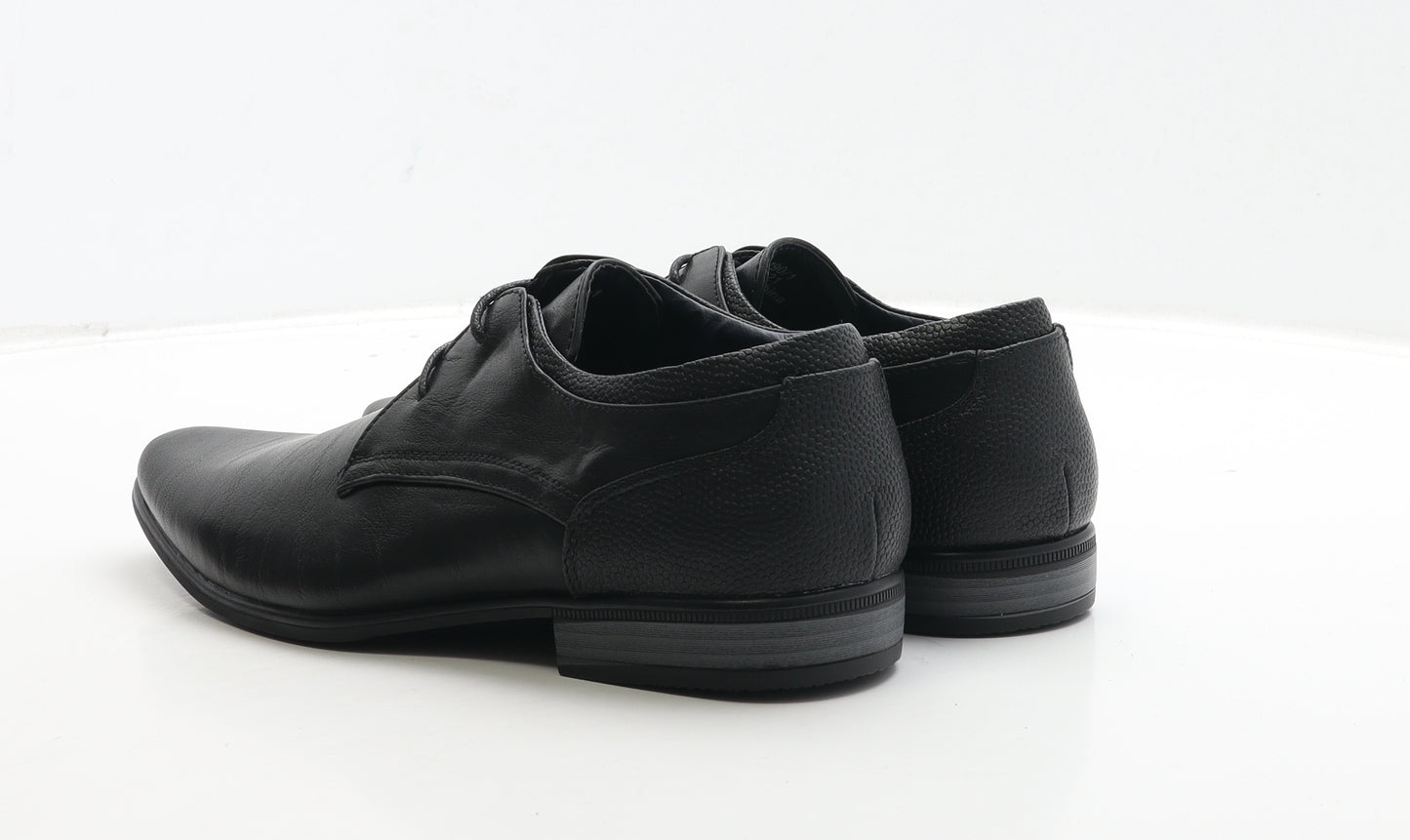 River Island Mens Black Leather Oxford Dress UK 8 42