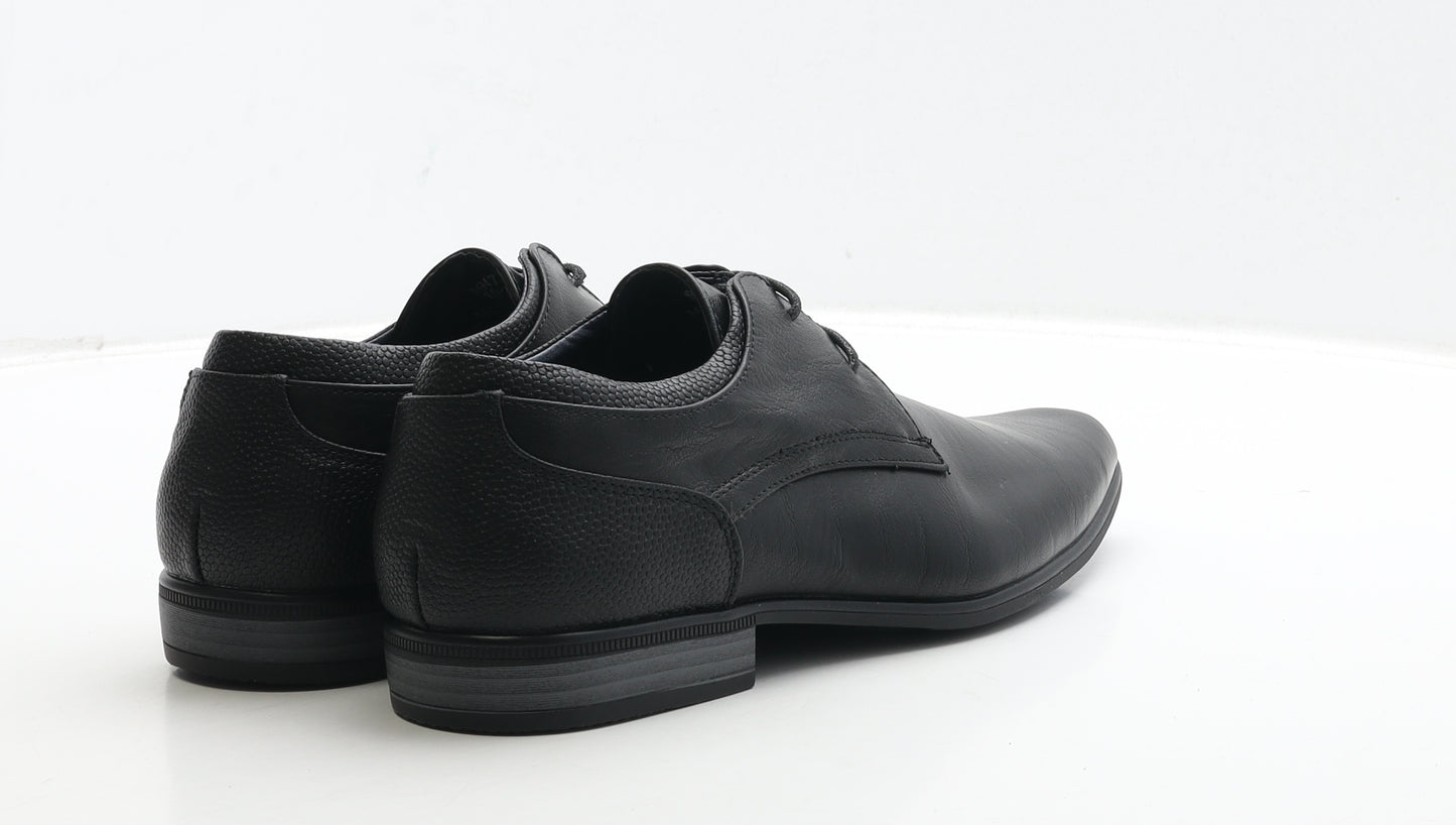 River Island Mens Black Leather Oxford Dress UK 8 42