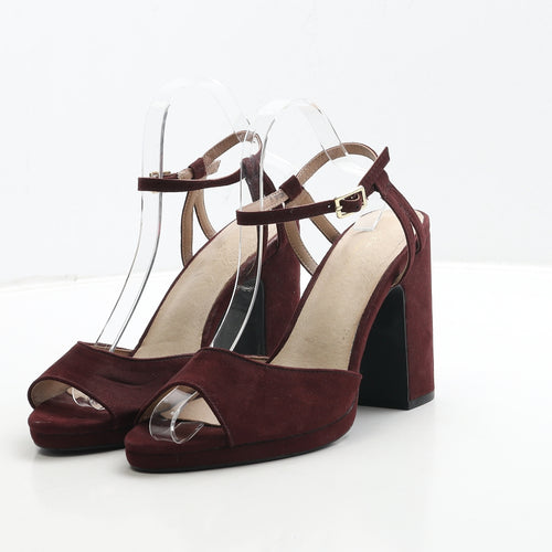 New Look Womens Red Suede Strappy Heel UK 7 40