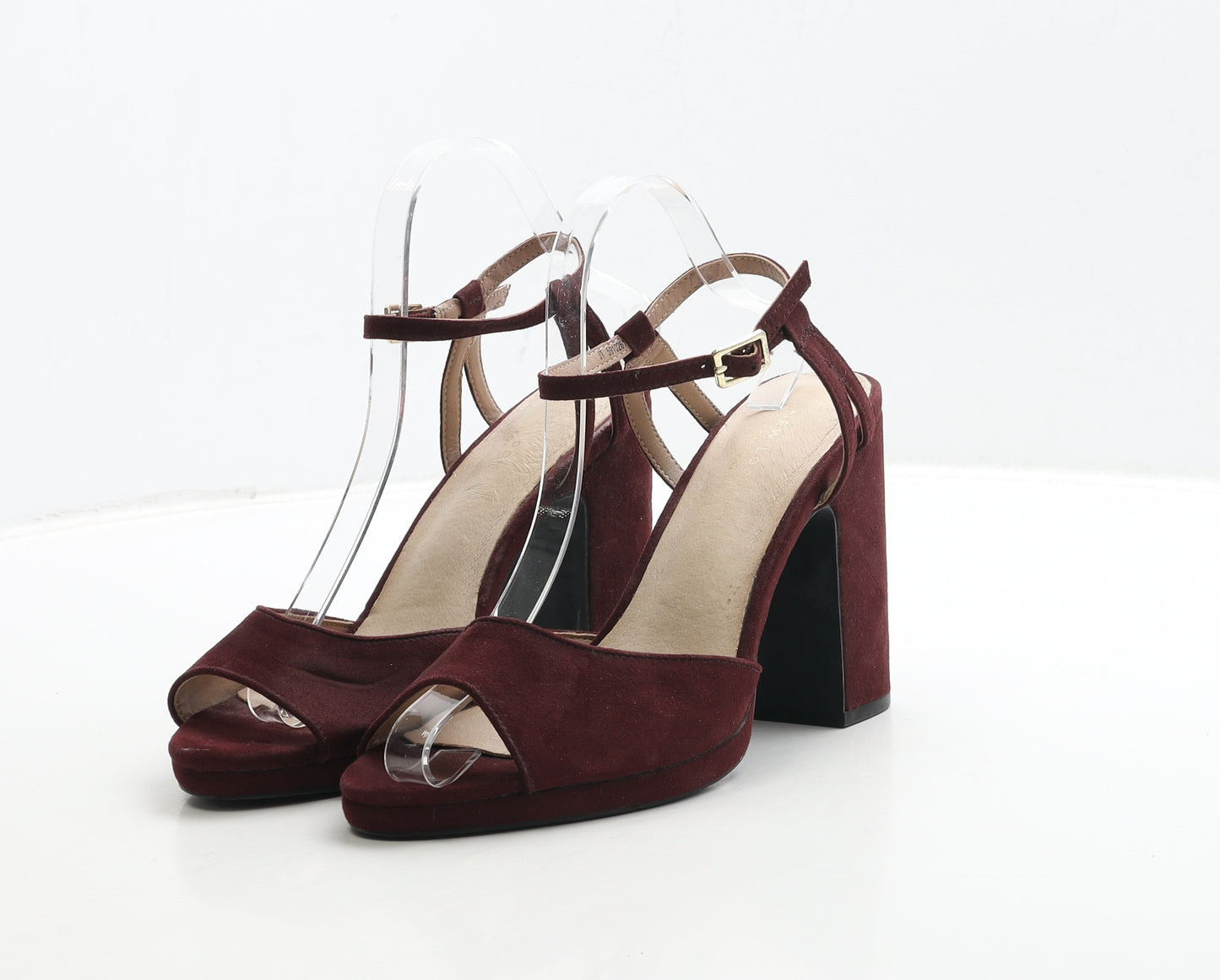 New Look Womens Red Suede Strappy Heel UK 7 40