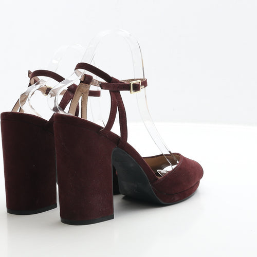 New Look Womens Red Suede Strappy Heel UK 7 40