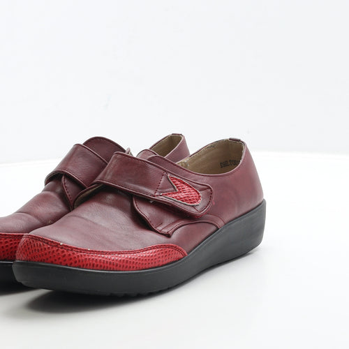 La Bottine Souriante Womens Red Geometric Leather Slip On Casual UK 7 41