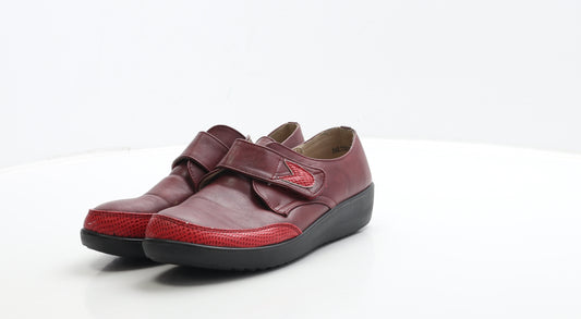 La Bottine Souriante Womens Red Geometric Leather Slip On Casual UK 7 41