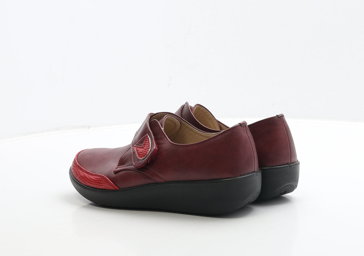 La Bottine Souriante Womens Red Geometric Leather Slip On Casual UK 7 41