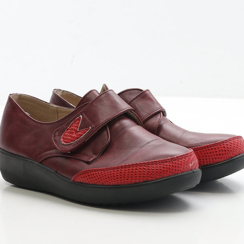 La Bottine Souriante Womens Red Geometric Leather Slip On Casual UK 7 41