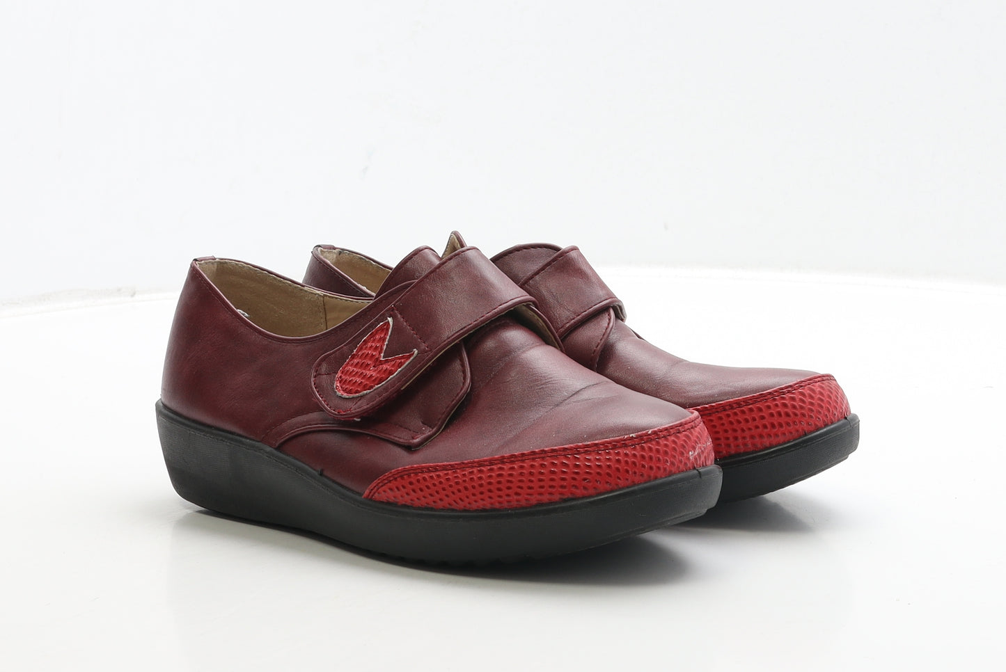 La Bottine Souriante Womens Red Geometric Leather Slip On Casual UK 7 41