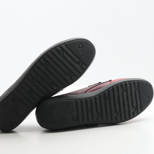 La Bottine Souriante Womens Red Geometric Leather Slip On Casual UK 7 41