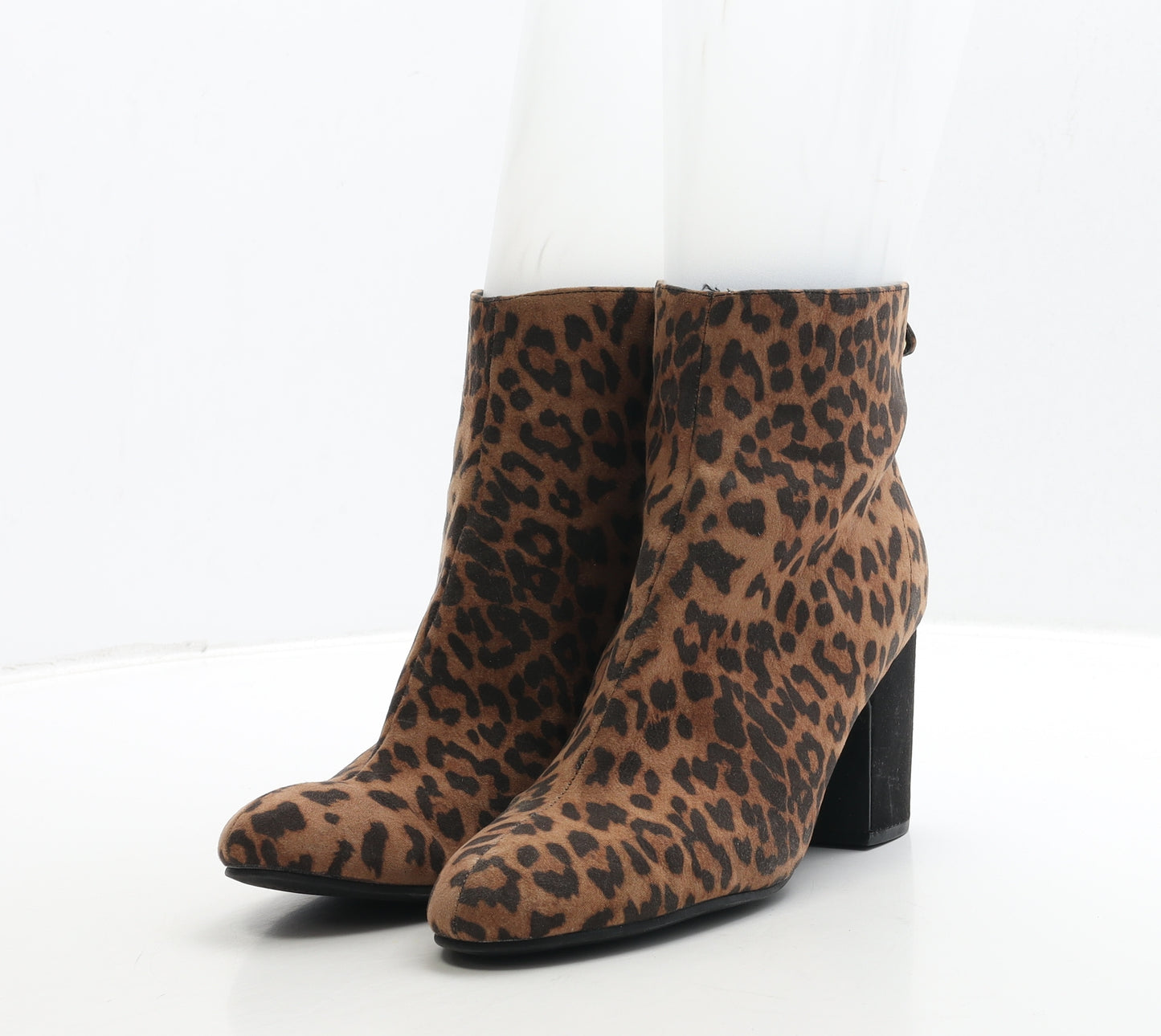New Look Womens Brown Animal Print Leather Bootie Boot UK 8 41 - Leopard Print